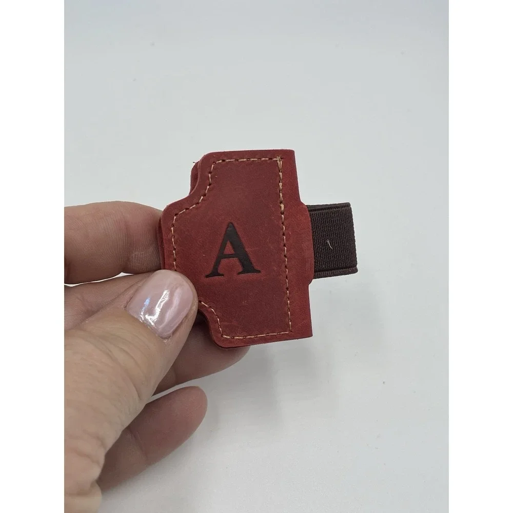 Magnetic Leather Book Marker & Pen Holder Personalized Letter Initial A Monogram